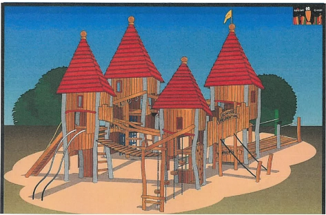 Spielgerät mit 4 roten Türmen&nbsp;&copy;&nbsp;Stadt Uslar