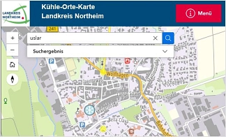 Kartenausschnitt Kühle-Orte Ausschnitt aus der Karte Kühle-Orte des Landkreises Northeim