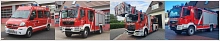 Fahrzeuge des Löschzuges 1 - Einsatzleitwagen, Löschgruppenfahrzeug, Drehleiter und Hilfeleistungs-Löschfahrzeug der Ortsfeuerwehr Uslar.