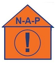 Die Kennzeichnung für einen Notfall-Anlauf-Punkt erfolgt durch ein oranges Symbol in Hausform. Es ist beschriftet mit den Buchstaben NAP und einem Ausrufungszeichen.&nbsp;&copy;&nbsp;Landkreis Northeim
